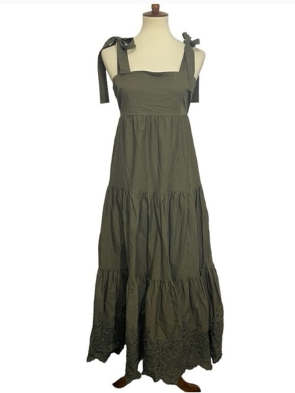 Jason Wu Olive Tie-Strap Tiered Maxi Dress